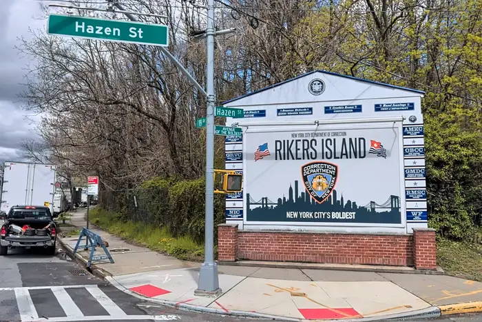 Rikers Island sign.
